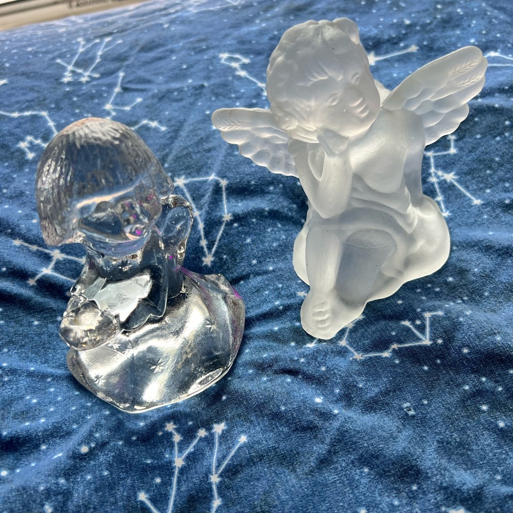 VINTAGE Goebel Clear & Frosted Angel Figurines